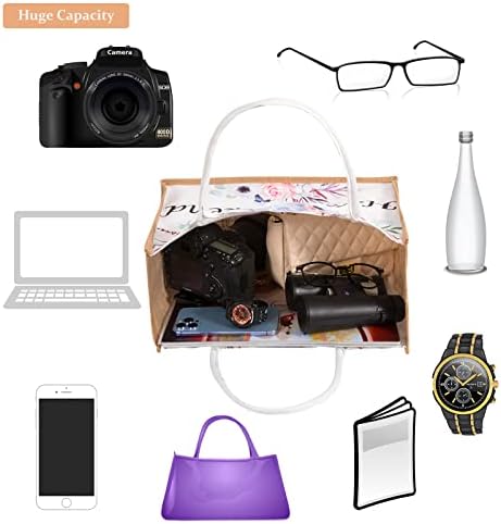 Women's Tote Handbags FACHNUO Canvas Large Jute Shoulder Bag with Rose Flower Printing, Weaving Gift Tote Bag for Girls, Women, Spring, Weekend, Beach, Picnic, Outing 3 Women's Tote Handbags FACHNUO Canvas Large Jute Shoulder Bag with Rose Flower Printing, Weaving Gift Tote Bag for Girls, Women, Spring, Weekend, Beach, Picnic, Outing