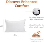 Amazon Basics Down Alternative Bed Pillow, Medium Density for Back and Side Sleepers, Queen - Pack of 2, White, 30 in L x 20 in W