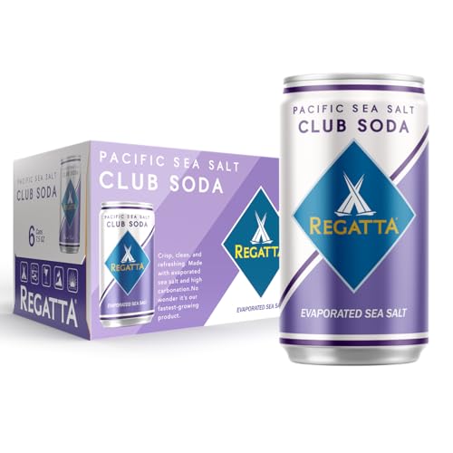 Pacific Sea Salt Club Soda, Regatta Craft Mixers, Zero Calorie, Premium Cocktail Mixer, 7.5oz, Case of 24 Sleek Mini Cans