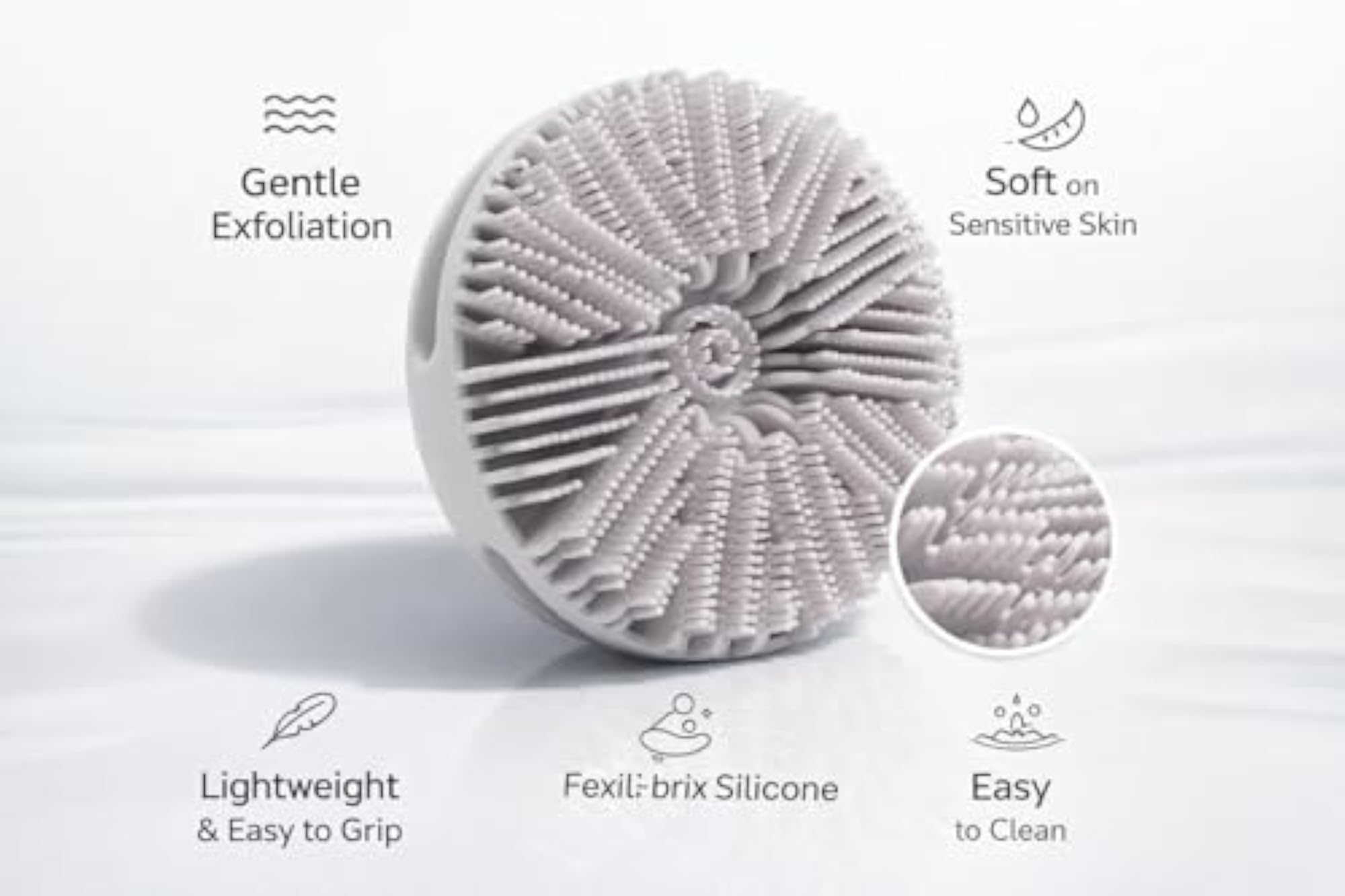 Double Sided Silicone Shower Brush for Gentle Exfoliating