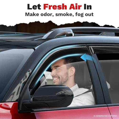 Image of Canvcle Window Visors Rain Guards for 2025 2026 Chevrolet /Chevy Equinox Accessories(Not for EV), Outside-Mount Tape-On Side Window Wind Deflectors Vent Visors Shades Rainproof Black 4PCS