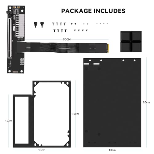 Image of NVME M.2 eGPU PCIe x16 Dock Compatible Extrenal Graphics Cards, PCIe 5.0 x4 | 128Gbps Bandwidth, with M.2 Riser Cable 50cm, External GPU Enclosure for Laptop NUC Mini PC, Support ATX Power Supply