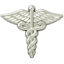 PinMarts Medical Caduceus Lapel Pin - Gold Color Plated and SIlver Caduceus Pins for Medical Students and Professionals