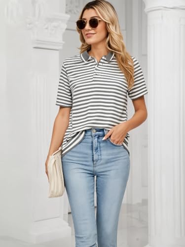 Image of Mack Jonney Women's Striped Cotton Rich Polo T Shirt | Collar Tshirts | Half Sleeves | Stripe-Regular Fit-MACK640589