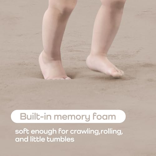 Image of 1.3 inch Thick Foam Baby Play Mat Extra Large 79x158, Basic Padded Plush Tummy Time Crawling Mat, Non-Slip Support Area Rug for Playroom Nursey Living Room (Beige)