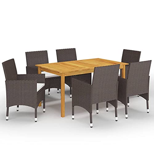 Ensemble de meubles de salle à manger pour jardin, 7 pièces, marron, table avec chaises d&rsquo;extérieur, patio, ensemble de jardin, table et chaises, tables et chaises d&rsquo;extérieur, patio