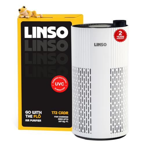 LINSO FLO India's 1st UVC Air Purifier For Bedroom 172 m³/h CADR, 297 Sq Ft | 2-year warranty | 99.99% UVC bacterial elimination | A UK Based Brand |
