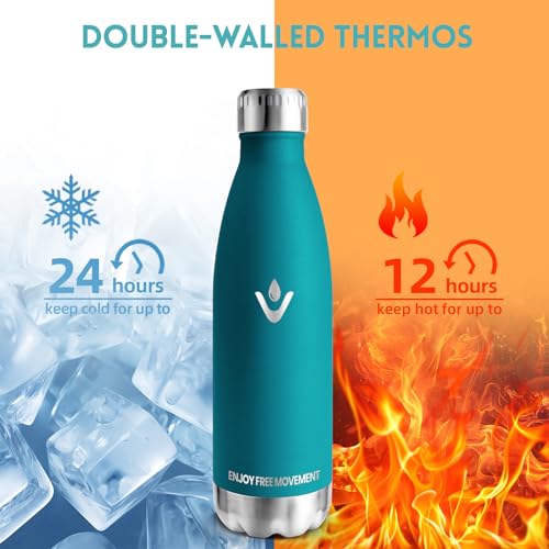 Trinkflasche Edelstahl, Trinkflaschen Kinder, 500ML BPA-frei, Thermosflasche, Wasserflasche Edelstahl Doppelwandig, Trinkflasche Kohlensäure Geeignet, Water Bottle für Fitness, Fahrrad, Schule 4