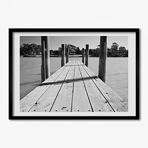 Cadre photo 70x50 cm en bois MDF Tulup avec affiche de jetée pour décoration murale