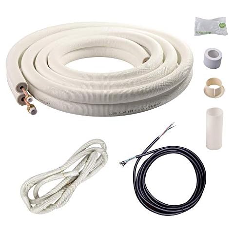 Wostore 16 Ft. Copper Pipes 1/4&1/2 Inch for Mini Split Air Conditioner Insulated Coil Line Set HVAC with Fittings Cover
