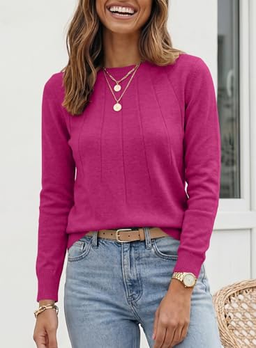 Image of SHEWIN Womens Sweaters 2026 Casual Crewneck Long Sleeve Lightweight Knit Pullover Sweater Tops Fall Clothes