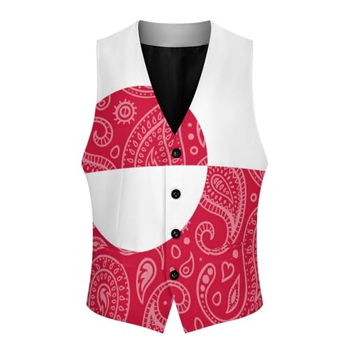 Greenland Flag Paisley Pattern Novelty Men's Suit Vest Funny Formal Dress Vests Business Waistcoat3