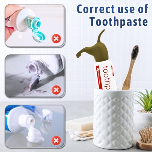 Vibbang 2Stück Pooping Dog Butt Zahnpasta-Aufsatz, Lustige Zahnpastakappen, Kreative Zahnpastaspender, Streich-Geschenk, Badezimmer dekoration für Familie, Kinder und Erwachsene (A)