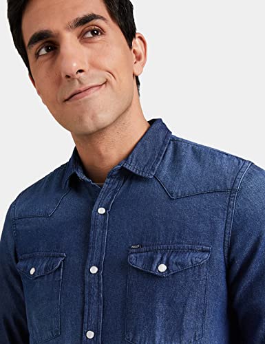 Image of Amazon Brand - INKAST Men's Slim Shirt (AZ-INK-RFS-DN-04 Dark Blue 3 2XL)