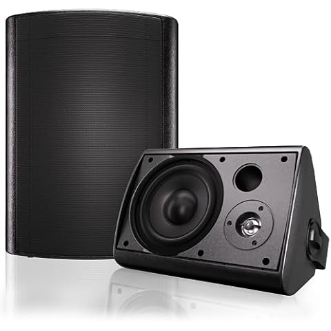 Herdio 6.5 Inches Indoor Outdoor Bluetooth Speakers Waterproof with Powerful Bass,Wall Mount Speakers Wired Weather Resistant for Patio Home Deck Porch Backyard 400 Watts(Black) Cover