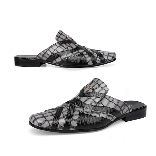 Men’s Loafer Mules Slip-On Dress Sandals Casual Leather Backless Mule Shoes with Buckle for Formal, Business, Party4