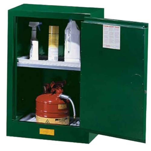 Image of Justrite Steel 1 Door Self Close Compac Pesticides Safety Storage Cabinet, 12 Gallon Capacity, 23-1 /4 inch Width x 35 inch Height x 18 inch Depth, 1 Adjustable Shelfs, Made in The USA, Green, 891224