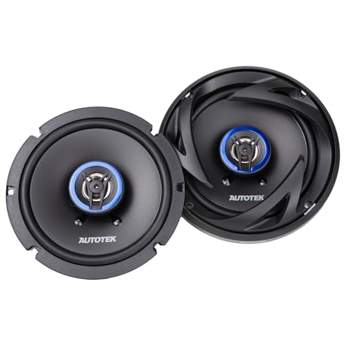 Autotek Street Machine 6.5' 2-Way Shallow Car Audio Coaxial Speakers with Neo Mylar Soft Dome Tweeters for Crystal Clear Sound & Poly Cones, Pair