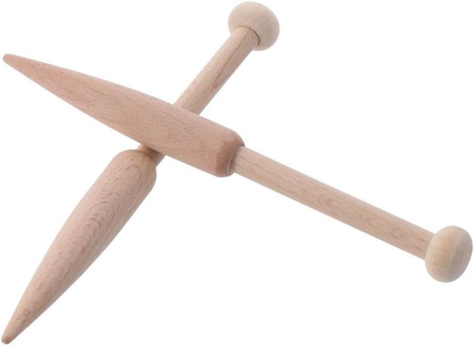 hobbyhub 3PCS Bobbin Beech Wood Stick,Single Head Solid Wool Short Rod,DIY Craft Weaving Tool for Sewing Knitting,Craft Projects