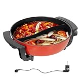 OUBUBY Hot Pot Eléctrico 6L Hotpot Topf Doppelseitig Hotpot olla eléctrica 220V 1350W olla para fondue eléctrica con tapa antiadherente olla caliente china para 3-5 personas