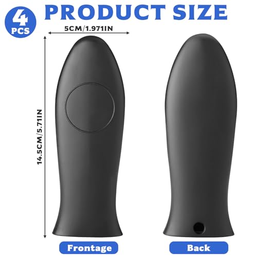 Miniatura 2 de 4 Pcs Mango De Silicona Para Mangos Calientes, Soportes De Silicona Fundas Agarradera De Resistentes Al Calor Para Mangos Sartenes De Hierro Cacerolas Platos Horno Utensilios De Cocina Negro