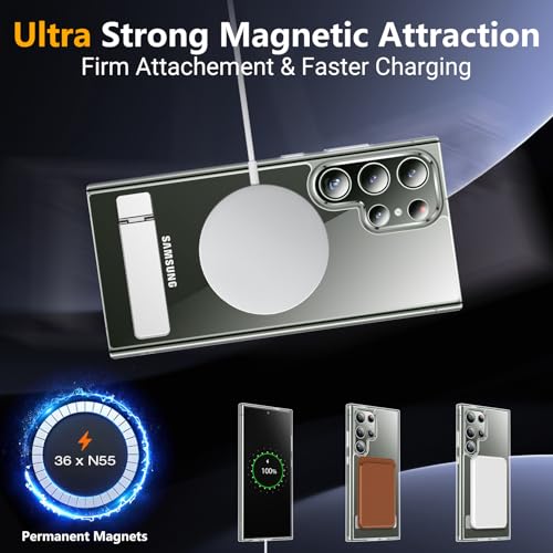 Image of SPIDERCASE Magnetic for Samsung Galaxy S23 Ultra Case, [3 Stand Ways][ Military Grade Drop Protection] with Invisible Stand Shockproof Slim Case for Samsung S23 Ultra 6.8 inch, Clear