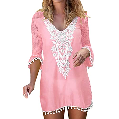 Robe de plage en maille rose pour se couvrir avec style