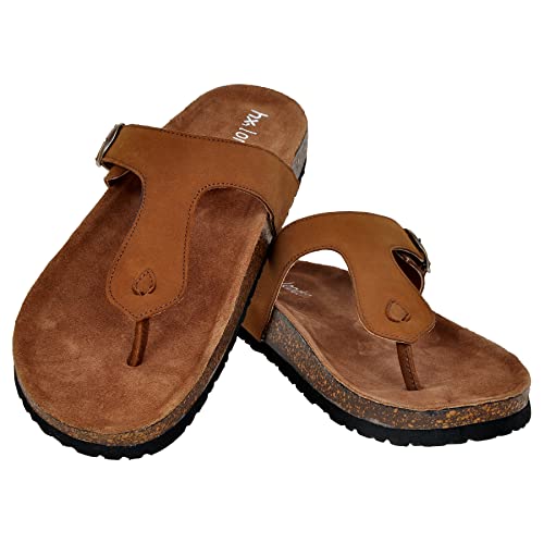 Image of Hx London Genuine Nubuck Leather Slipon Adjustable Sandals for All Day & Ethnic Wear
