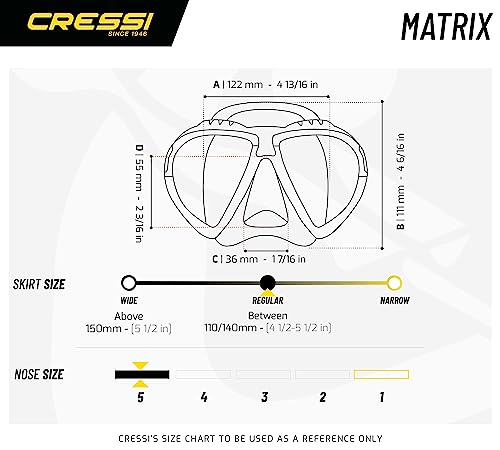 Cressi Matrix Adult Scuba Diving, Snorkeling, and Freediving Masks- Matrix: Made in Italy
