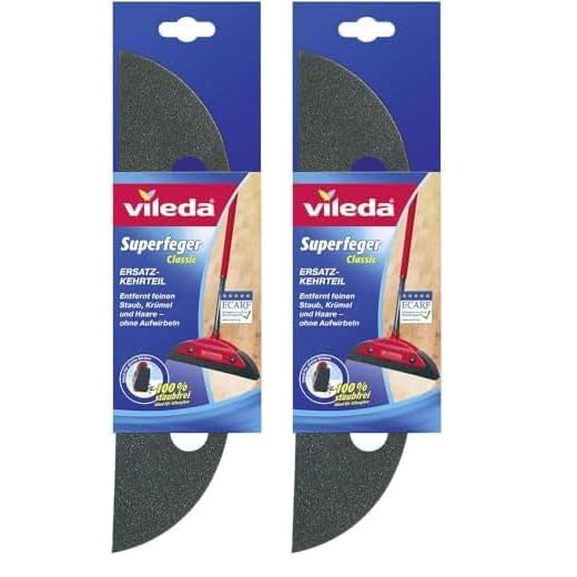Vileda Superfeger Classic Besen Ersatzkehrteil, Mikroschaum für optimale Schmutzaufnahme, wirbelt keinen Staub auf, für Glatte Böden, 2er Pack