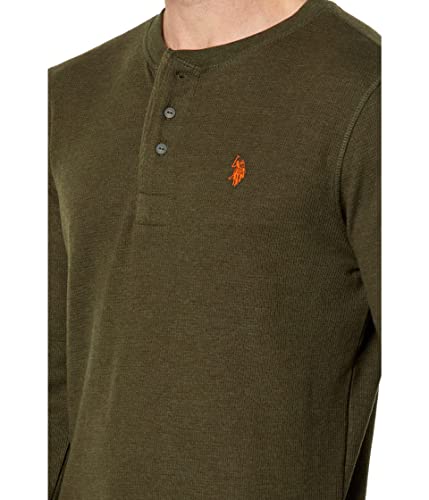 U.S. Polo Assn. Long Sleeve Solid Thermal Henley Army Heather MD3