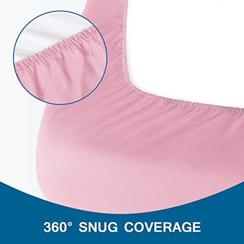 Cot Sheets 31" x 75", 2 Pack Cot Size Sheet Fitted with Narrow Twin/Camp Bunk/Rvs Bunk/Guest Beds/Army Cots/Trifold Mattress, Super Soft Breathable Microfiber Bed Cover, Bottom Sheet, Pink