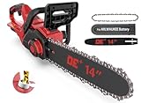 14 Inch Brushless Electric Chainsaw Cordless for Milwaukee M18 18V Battery, Power Chain Saws with Auto Oiler, Low Kickback, Chain Saw Battery Powered for Tree Trimming, Storm Clean-Up,Firewood Cutting