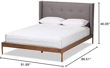 Baxton Studio Brooklyn Upholstered King Panel Platform Bed in Gray