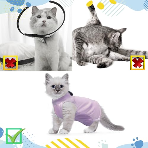 Miniatura 4 de Rugbol Traje De Recuperación Para Gatos, Traje De Recuperación De Cirugía Para Gatos, Traje Para Bebé Que Crece Después De La Cirugía, Traje De Recuperación Para Heridas Abdominales S, Morado