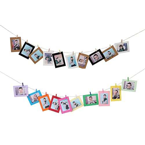 Paper Picture Frames 4X6, Colorful Cardboard Paper Photo Frame Sleeve Fits 4”X6" Picture, Photo Hanging Display With Clips & String, Photo String With Clip, Home Office Wall Décor (30Pcs, 10 Color) #TOP4