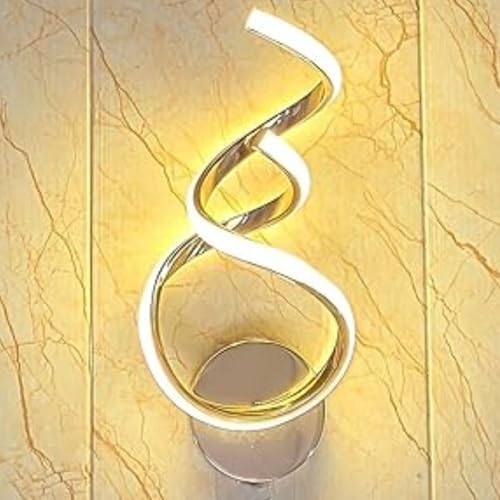 Image of Helix LED Wall Light for Home, Golden Modern Wall Lamp with 3 Color Modes, Warm White, Cool White, Natural White, Decorative Indoor Light, Pack of 1