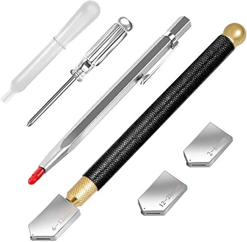 Pili-Paradise Pencil Style Oil Feed Glass Cutting Tool Set for Mosaic/Mirror/Stained Glass