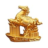 Figuras de caballo - Figura dorada de aleación 2026, adornos de mesa de caballo de buena suerte, decoración de riqueza china, para escritorio, entrada, oficina, sala de estar, cocina, baño, ventana