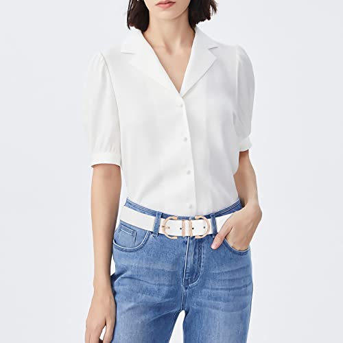 Awaytr Fashion Leather Belts For Women - Double D-Ring Buckle Belt For Women's Dresses, Ladies Waist Belts For Jeans Pants（White Gold Buckle39In） #TOP2