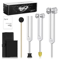 Heilende Stimmgabel Set (128Hz, 256Hz, 512Hz) - mit Kristallsockel für Chakraanpassung, Klangheilung, Meditation, Yoga, für spirituelle Entspannung