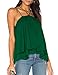 Ally-Magic Women's Sleeveless Tank Tops Double Strap Layered Chiffon Blouse C4732 (L, Green)