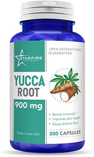 Starfire Supplements Yucca Root 900mg 200 Capsules - Made in The USA - from Yucca Extract Yucca Supplement
