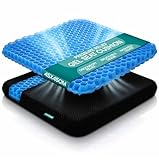 TANNESS - Large Gel Seat Cushion for Long Sitting – 45x45cm, Orthopedic Memory Foam Support Cushion for Sciatica, Tailbone and Hip Pain - Pressure Relief on the Back