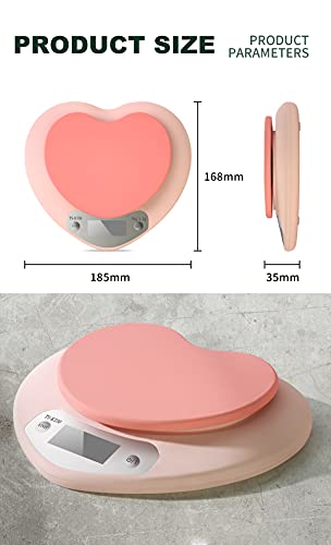 Yry Pink Kitchen Scale - Large Lcd Display, Tare Function, 11 Lbs(5Kg) Capacity, 0.03 Oz.(1G) Precise Graduation, Ml And Oz Unit For Liquids And Solids - Ideal Food Scale For Baking & Cooking (5Kg/1G) #TOP7