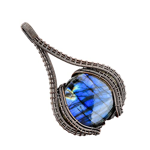 Natural Gemstone Pendant Copper Wire Wrapped Jewelry Necklace