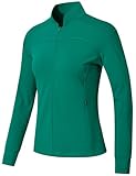BGOWATU Women's Workout Running Jacket Lightweight Zip up Athletic Jackets Gym Yoga Tops with Zip Pockets Dark Green M