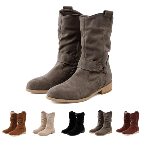 TVNGDLI 2025 Winter Casual Suede Round Toe Booties...