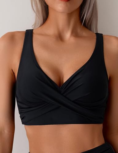 Tainehs Bikini Top for Women Twist Front Adjustable Swimsuit Top Push Up V Neck Padded Bathing Suits Top2