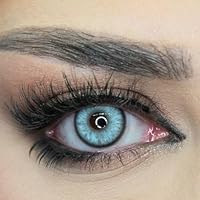 Venus® Blaue Kontaktlinsen Ohne Stärke - 0.00 Dioptrien - Weiche Jahreslinsen Blue Contact Lenses für Damen & Brillenträger - 1 Paar - 14.5 mm - Husky Blue